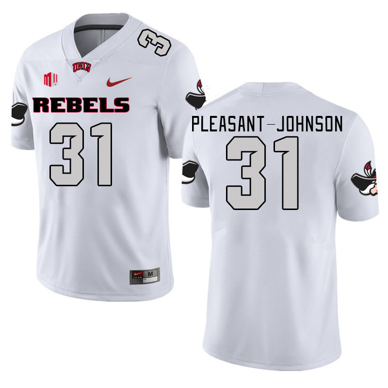 Men #31 Lacarea Pleasant-Johnson UNLV Rebels 2023 College Football Jerseys Stitched-White - Click Image to Close